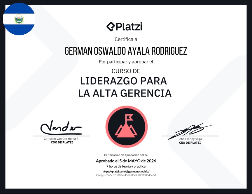 Diploma del Curso de Liderazgo para la Alta Gerencia