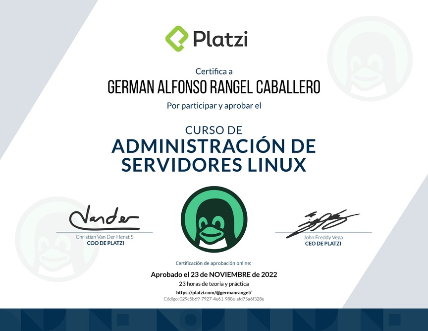 Diploma del Curso de Administración de Servidores Linux