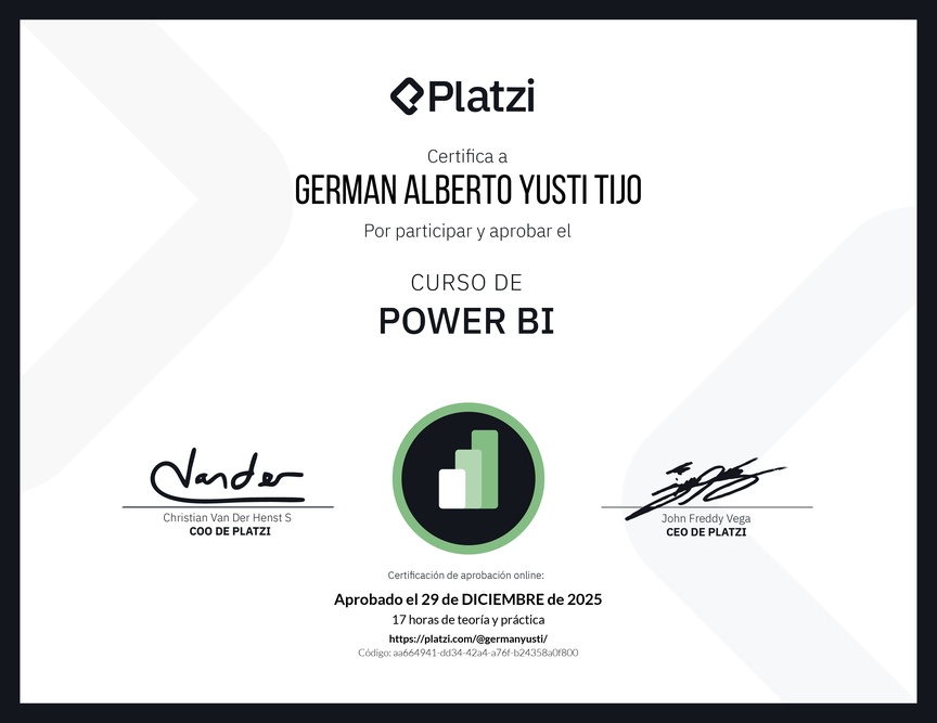 Diploma del Curso de Power BI