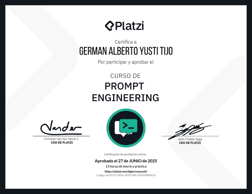 Diploma del Curso de Prompt Engineering