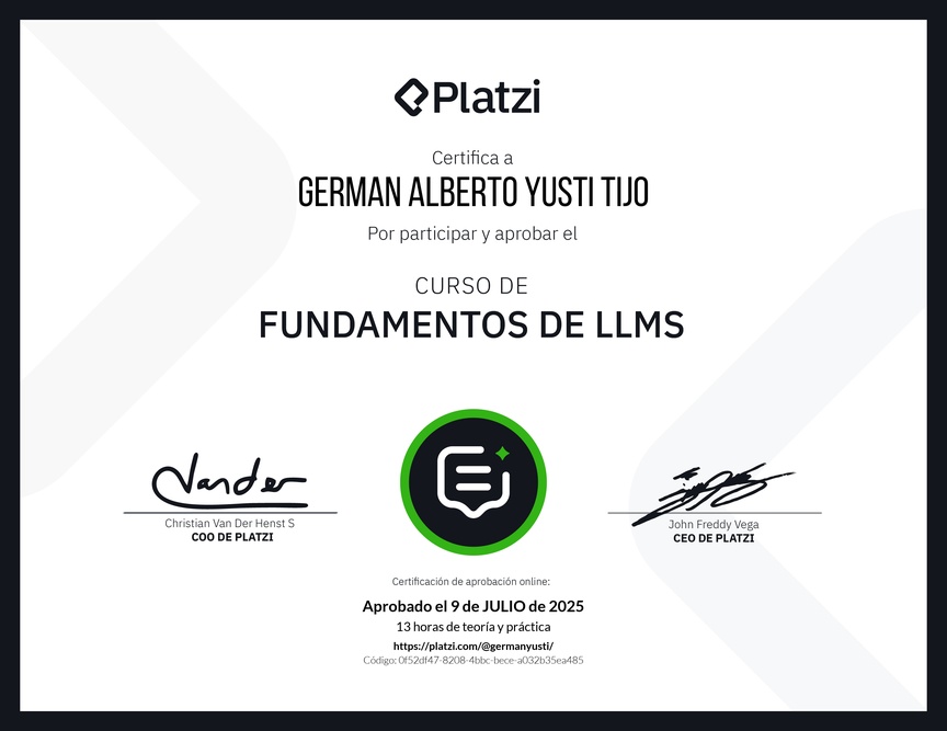 Diploma del Curso de Fundamentos de LLMs