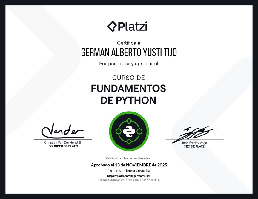Diploma del Curso de Fundamentos de Python