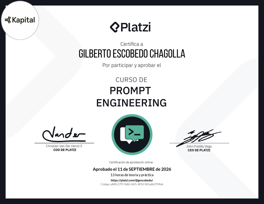 Diploma del Curso de Prompt Engineering