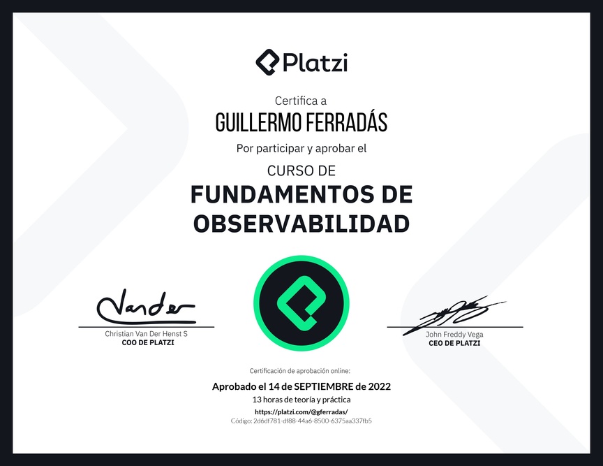 Diploma del Curso de Fundamentos de Observabilidad con New Relic