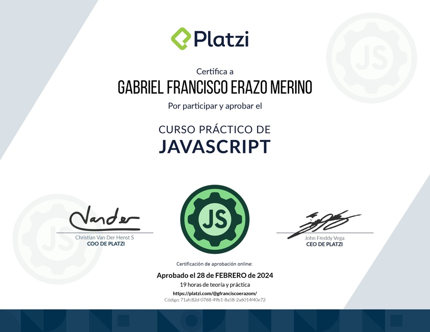 Diploma del Curso Práctico de JavaScript