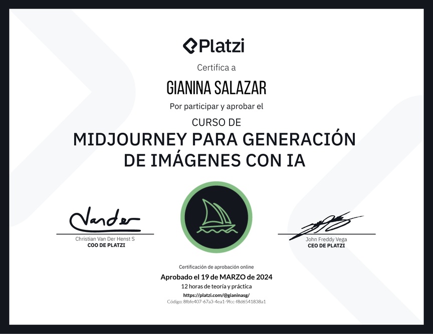 Diploma del Curso de Midjourney para Generación de Imágenes con AI