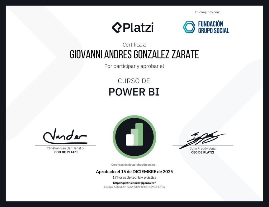 Diploma del Curso de Power BI