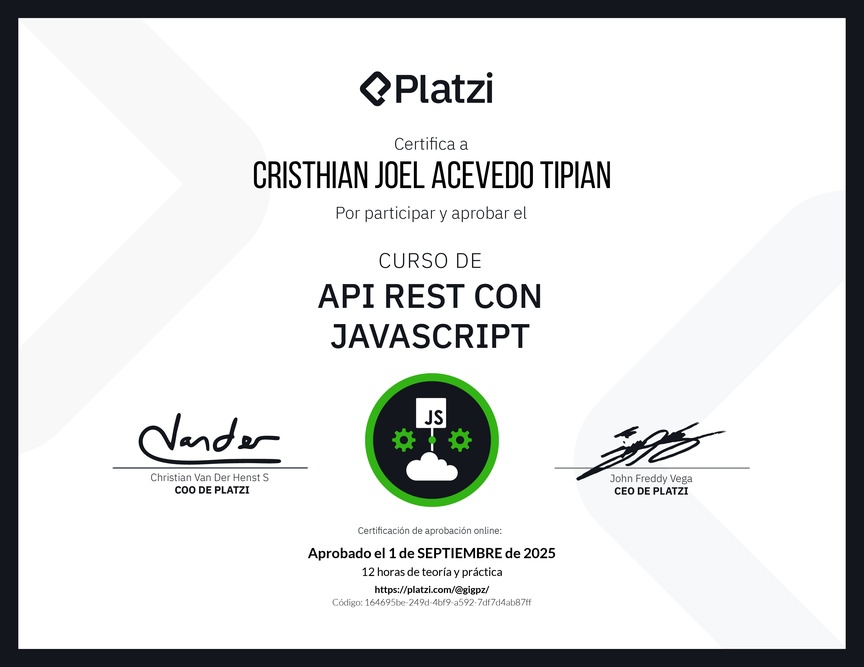 Diploma del Curso de API REST con Javascript