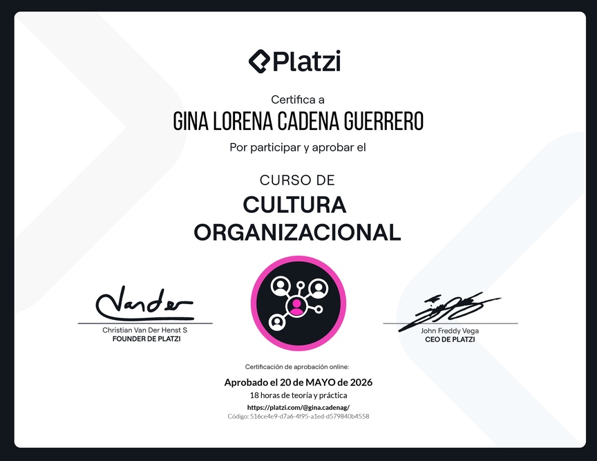 Diploma del Curso de Cultura Organizacional