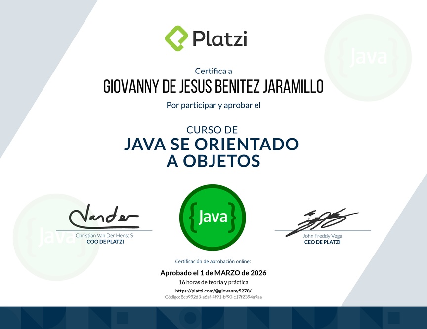 Diploma del Curso de Java SE Orientado a Objetos