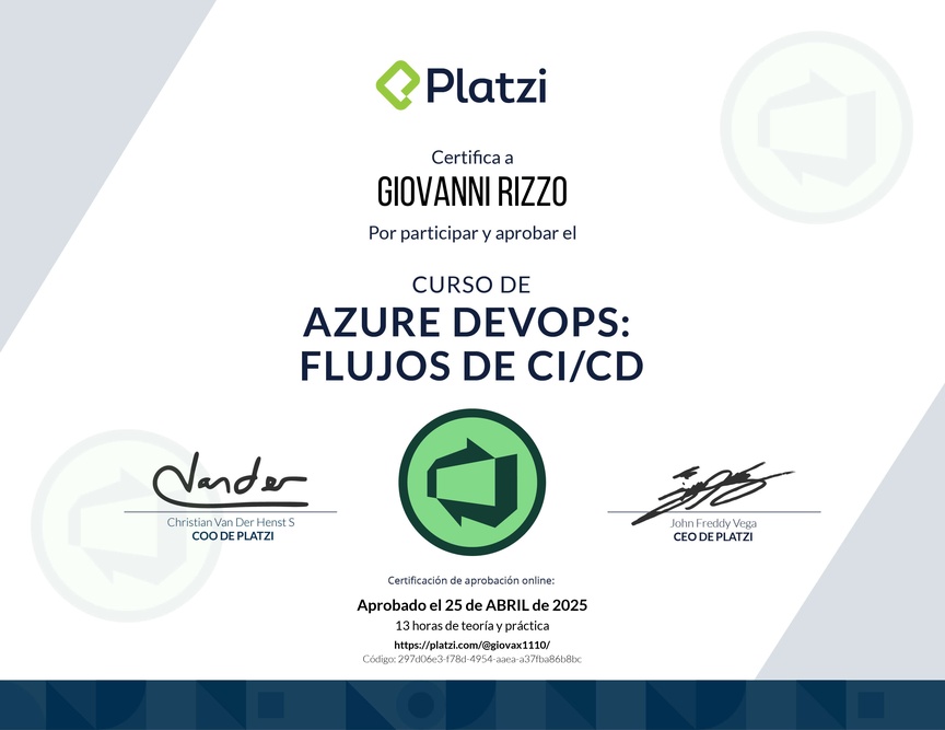 Diploma del Curso de Azure DevOps: Flujos de CI/CD