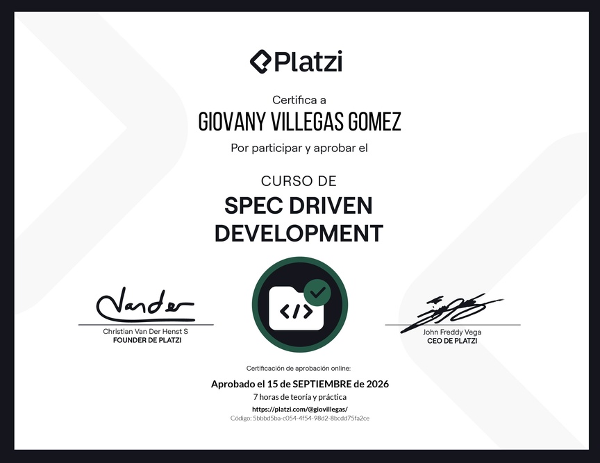 Diploma del Curso de Spec Driven Development