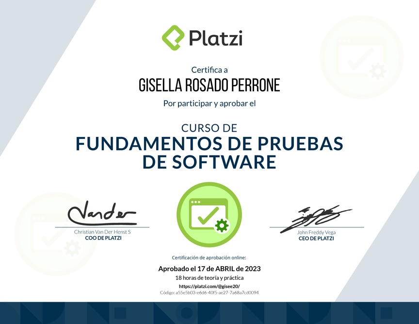 Diploma del Curso de Fundamentos de Pruebas de Software