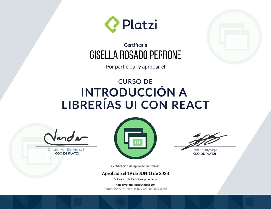 Diploma del Curso de Introducción a Librerías UI con React