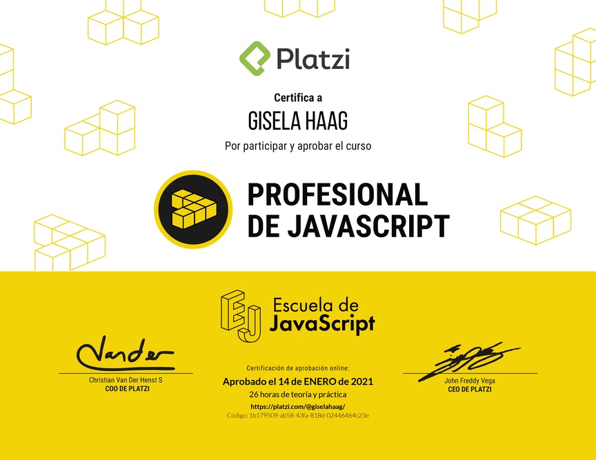 Diploma del Curso Profesional de JavaScript