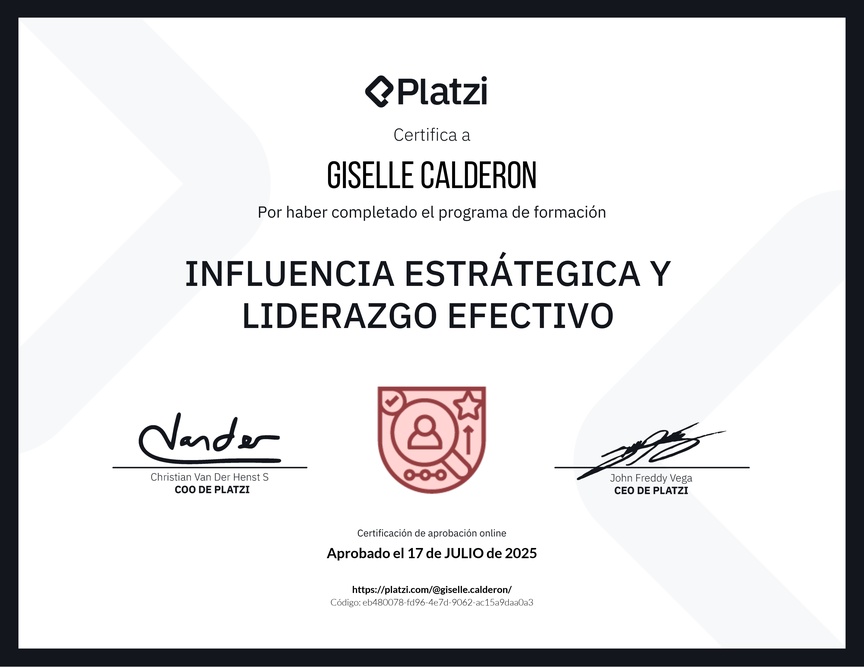 Diploma de la Ruta de Aprendizaje de Influencia Estratégica y Liderazgo Efectivo