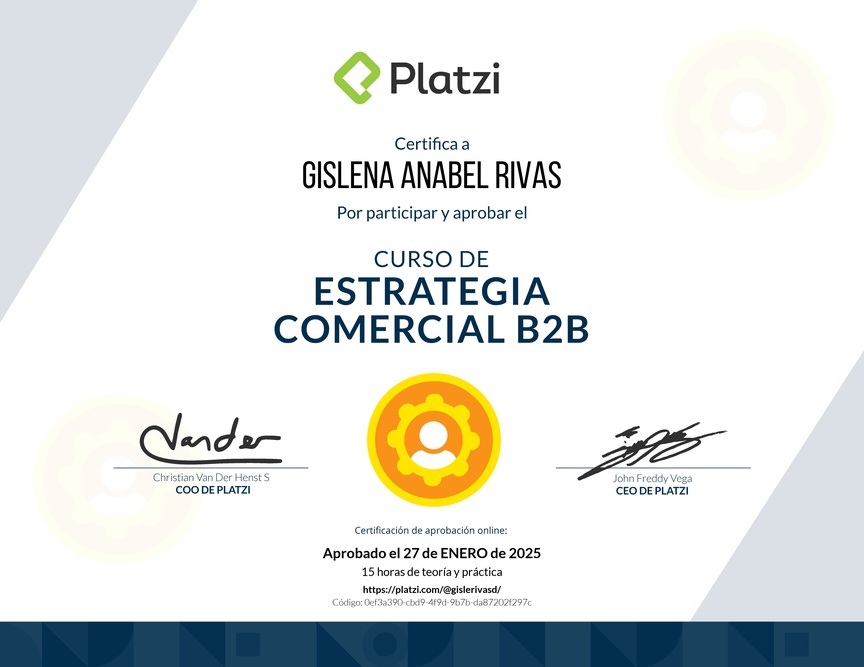 Diploma del Curso de Estrategia Comercial B2B