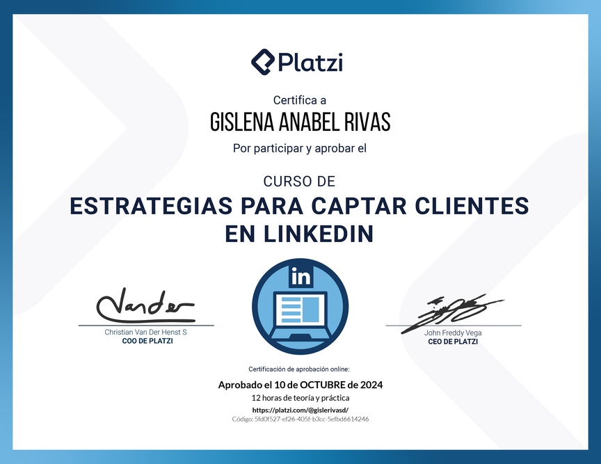 Diploma del Curso de Estrategias para captar clientes en LinkedIn