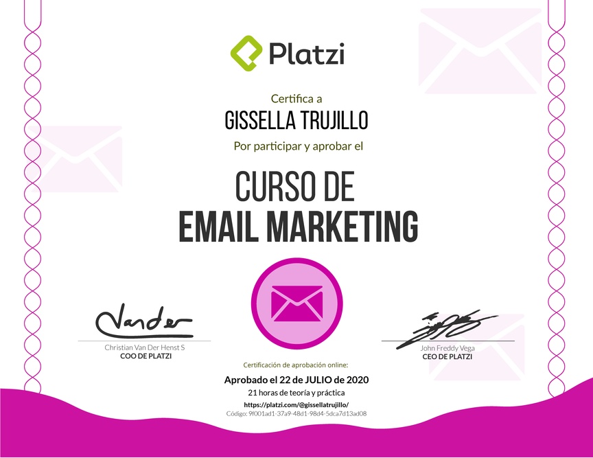 Diploma del Curso de Email Marketing