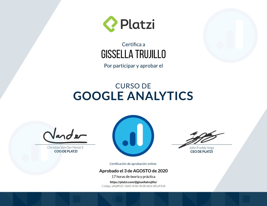 Diploma del Curso de Google Analytics