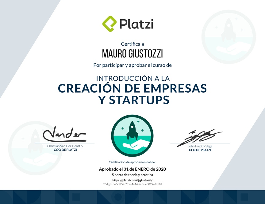 Diploma de Introducción a la Creación de Empresas y Startups