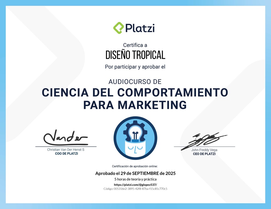 Diploma de Audiocurso para Analizar el Comportamiento del Consumidor
