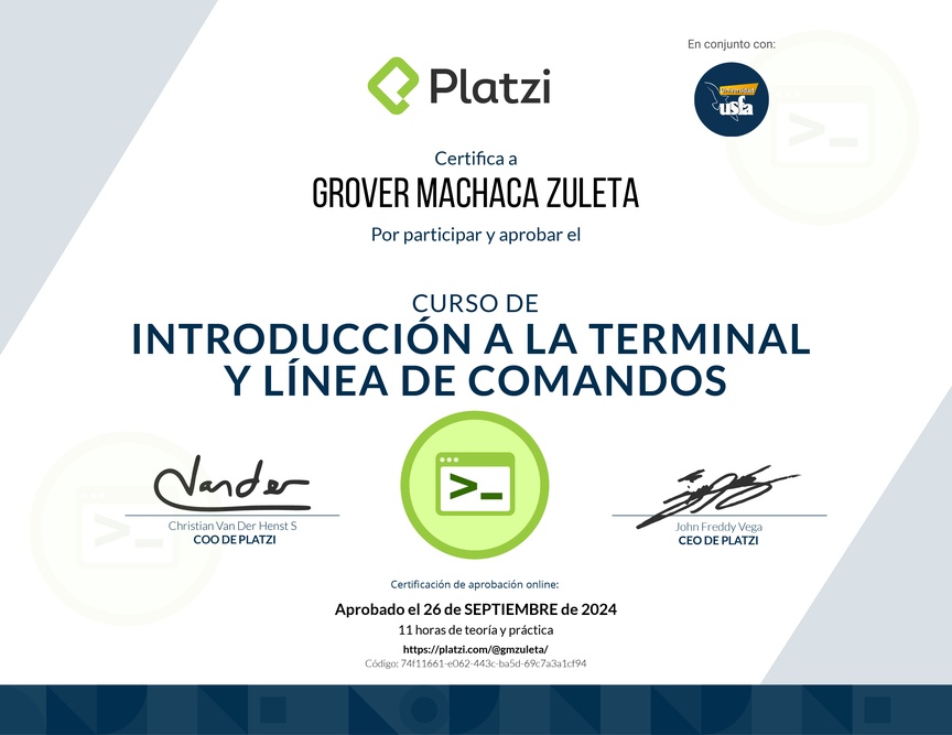 Diploma del Curso de Introducción a la Terminal y Línea de Comandos