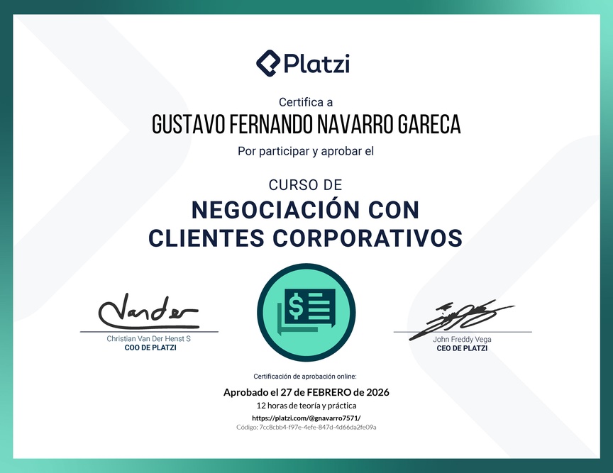 Diploma del Curso para Negociar con Clientes Corporativos