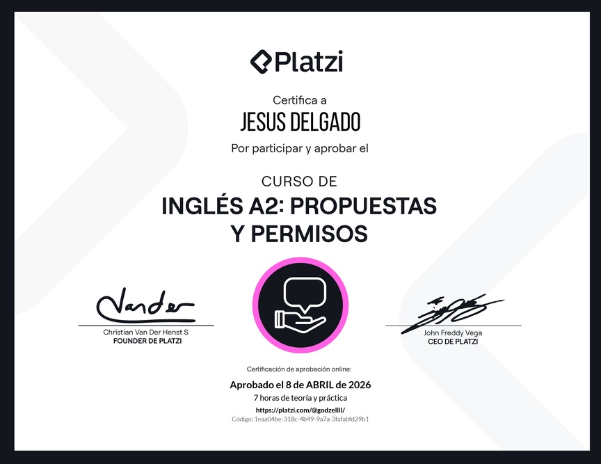 Diploma del Curso de Inglés Básico A2: Propuestas y Permisos