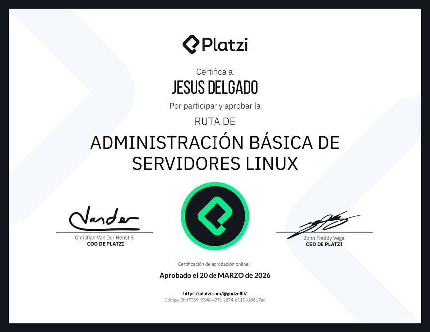Diploma de la Ruta de Aprendizaje de Administración Básica de Servidores Linux