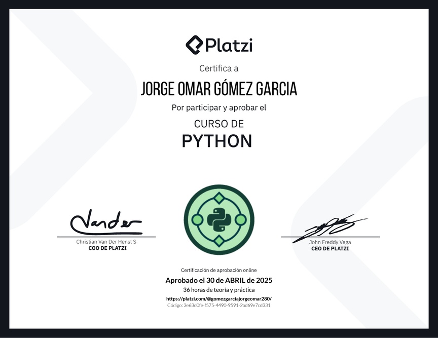 Diploma del Curso de Python