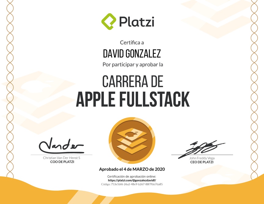 Diploma de la Ruta de Aprendizaje de Desarrollo de Aplicaciones iOS