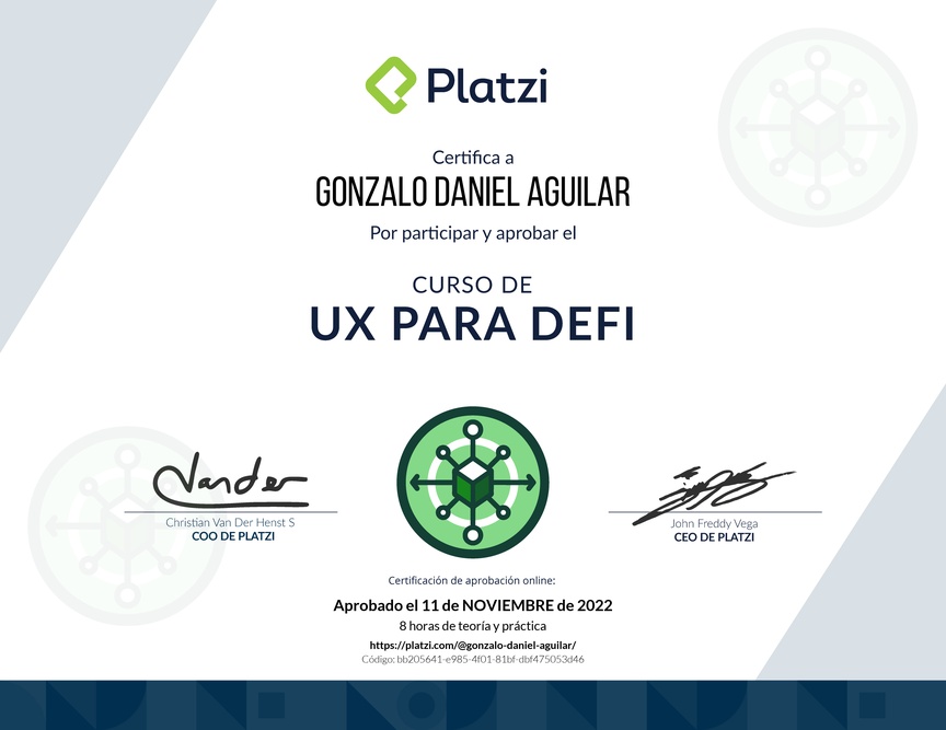 Diploma del Curso de UX para DeFi: Diseñando los Servicios Financieros del Futuro
