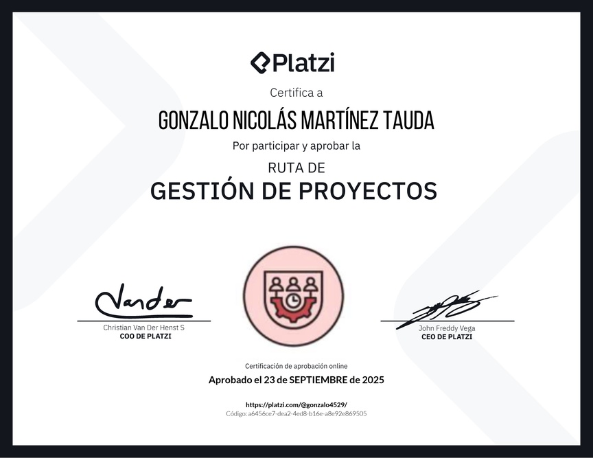 Diploma de la Ruta de Aprendizaje de Gestión de proyectos