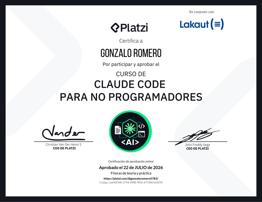 Diploma del Curso de Claude Code para No Programadores