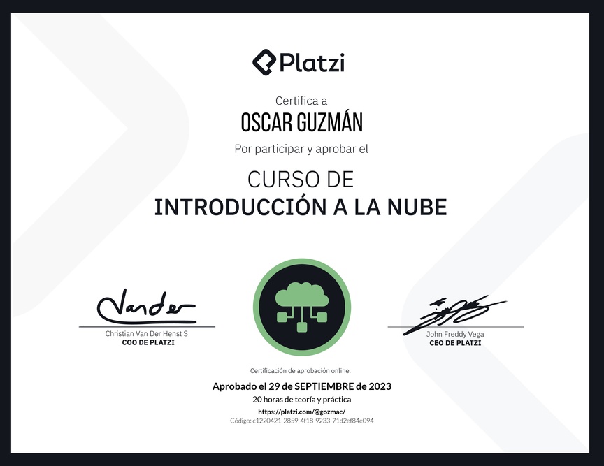Diploma del Curso de Introducción a la Nube