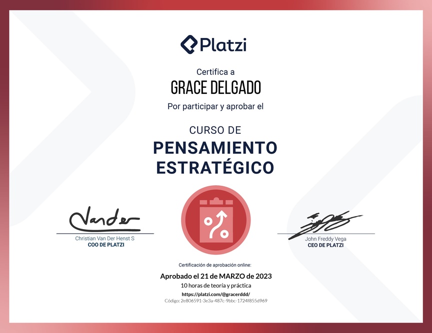 Diploma del Curso de Pensamiento Estratégico