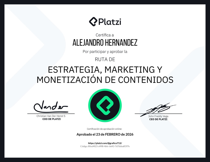 Diploma de la Ruta de Aprendizaje de Estrategia, Marketing y Monetización de Contenidos