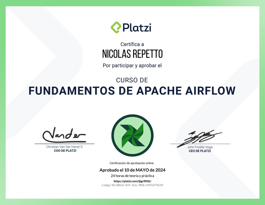Diploma del Curso de Fundamentos de Apache Airflow