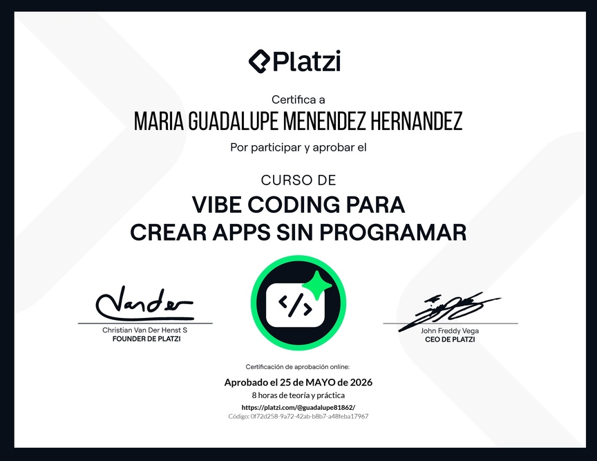 Diploma del Curso de Vibe Coding para Crear Apps sin Programar con Google AI Studio