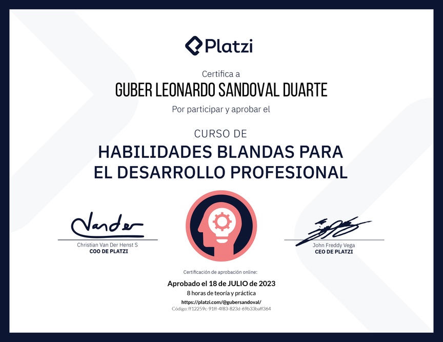 Diploma del Curso de Habilidades Blandas para el Desarrollo Profesional
