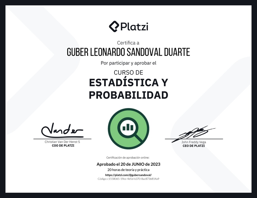 Diploma del Curso de Estadística y Probabilidad