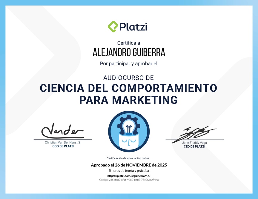 Diploma de Audiocurso para Analizar el Comportamiento del Consumidor
