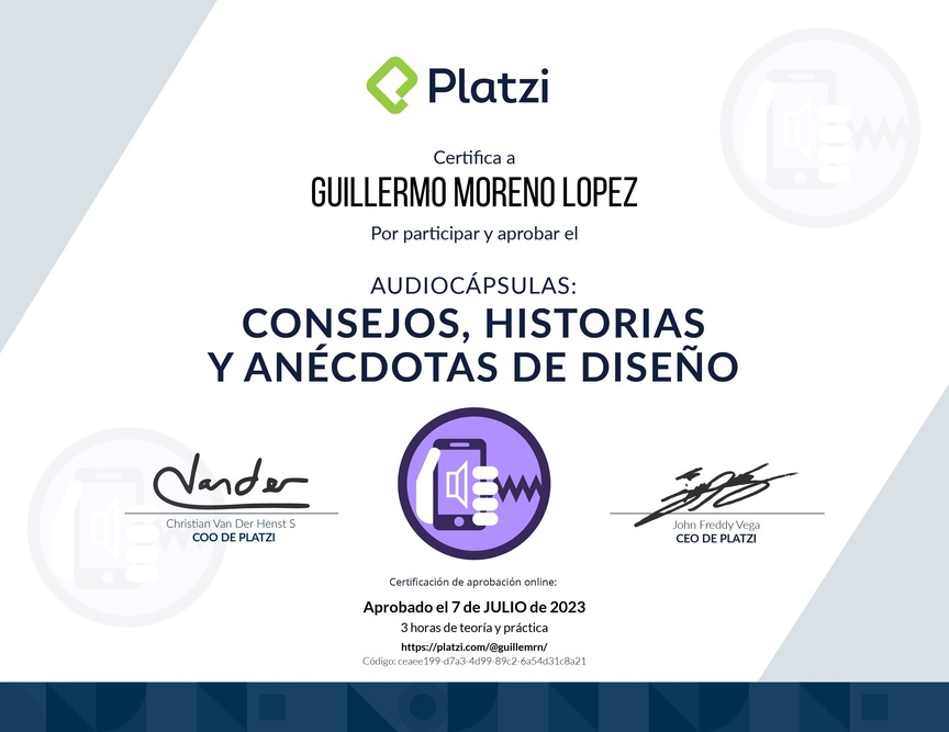 Diploma de Audiocápsulas: Consejos, Historias y Anécdotas de Diseño