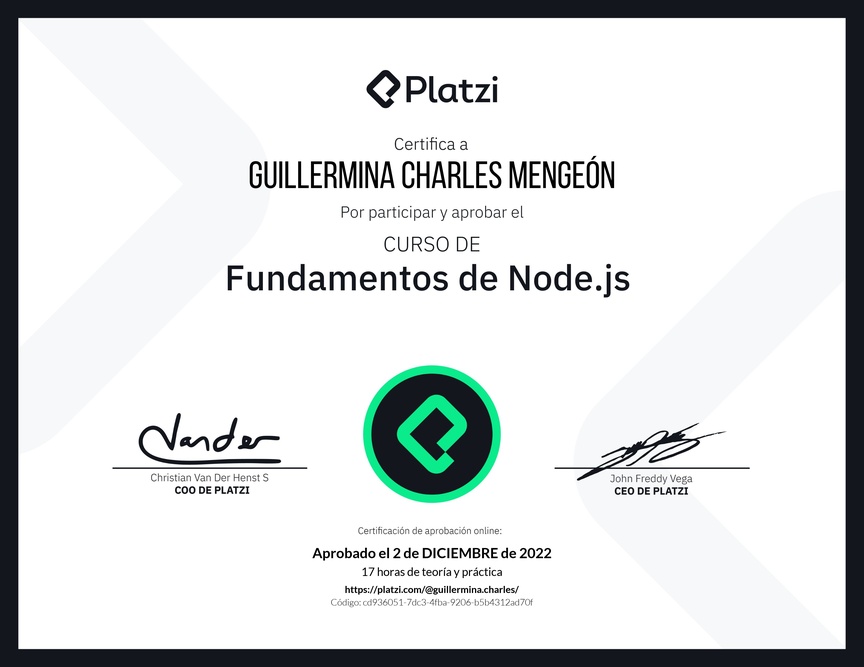 Diploma del Curso de Fundamentos de Node.js