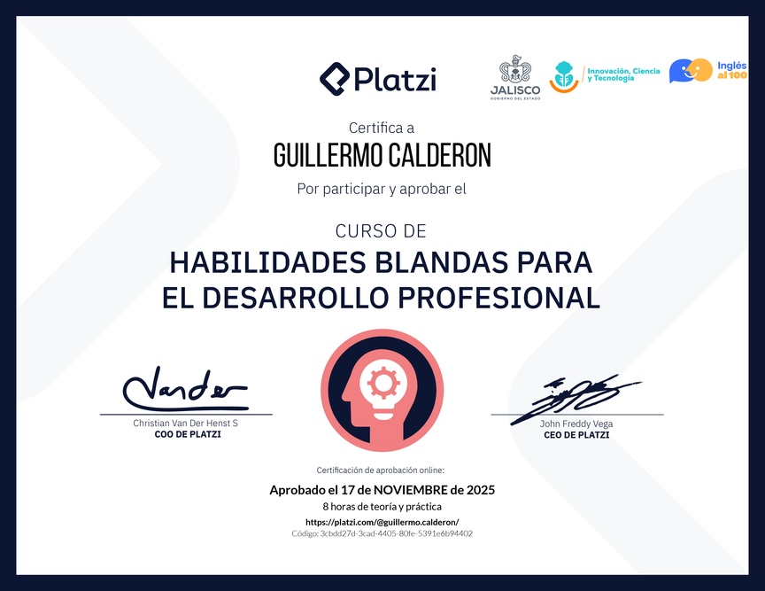 Diploma del Curso de Habilidades Blandas para el Desarrollo Profesional