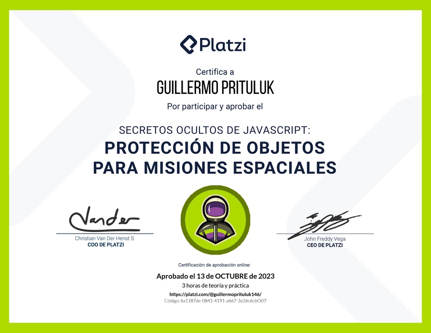 Diploma de Taller de Secretos Ocultos de JavaScript: Protección de Clases y Objetos