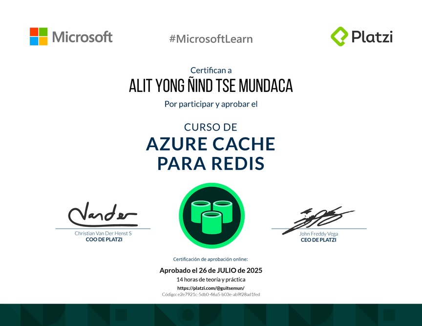 Diploma del Curso de Azure Cache para Redis