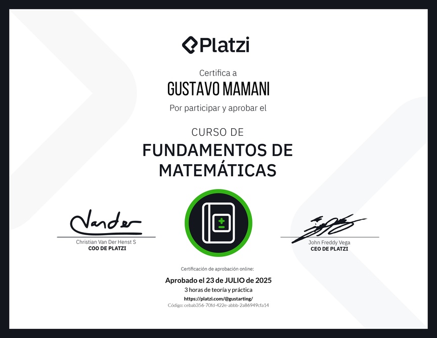 Diploma del Curso de Fundamentos de Matemáticas