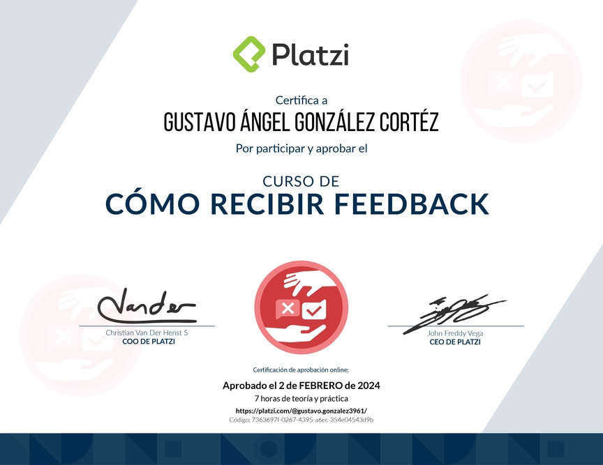 Diploma de Audiocurso de Cómo Recibir Feedback